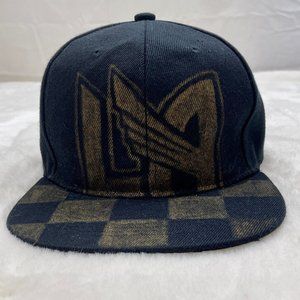 LAFC Snapback Cap Hat Black with Yellow Logo and Checkerboard Pattern